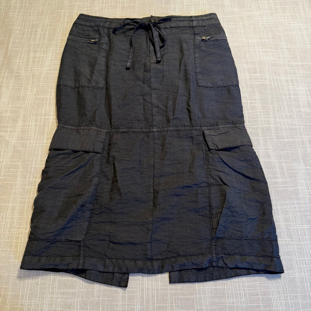 Free People Evie Column Cargo Midi Skirt Grey Crinkle Utility Gorpcore Womens 0